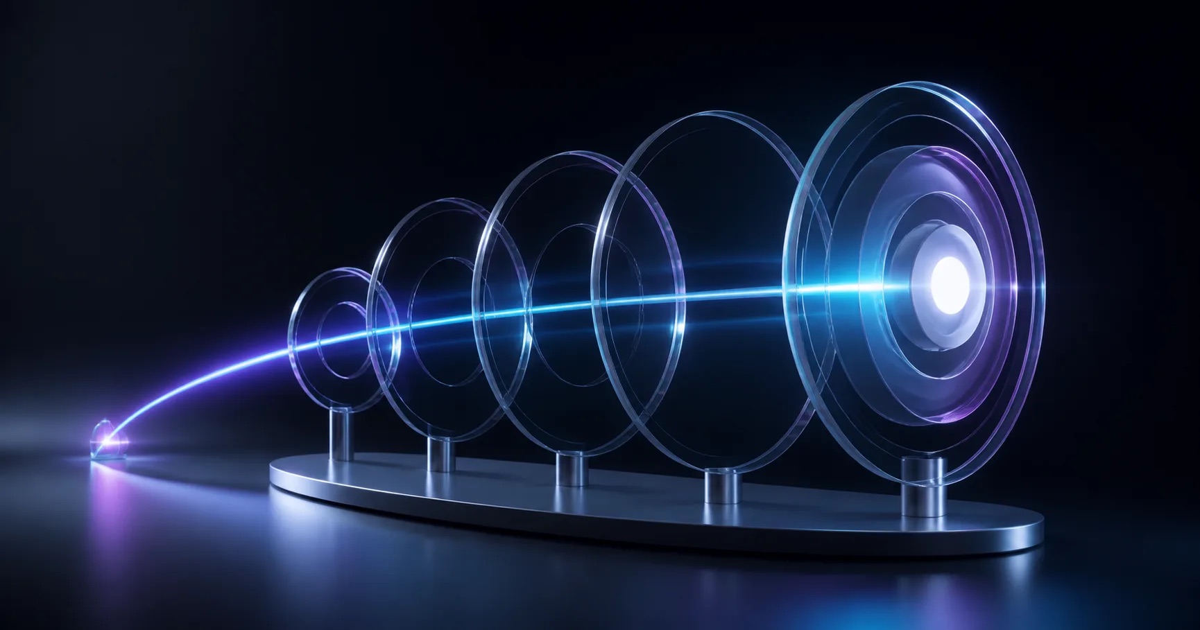 Glass measurement rings resolving into a clear outcome