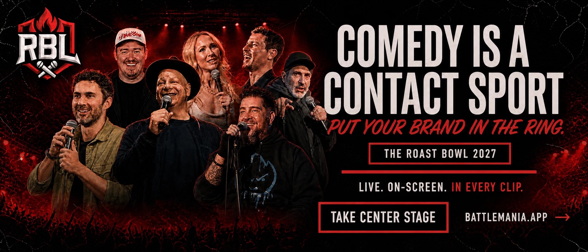 The Roast Bowl sponsorship opportunity featuring Roast Battle League comedians