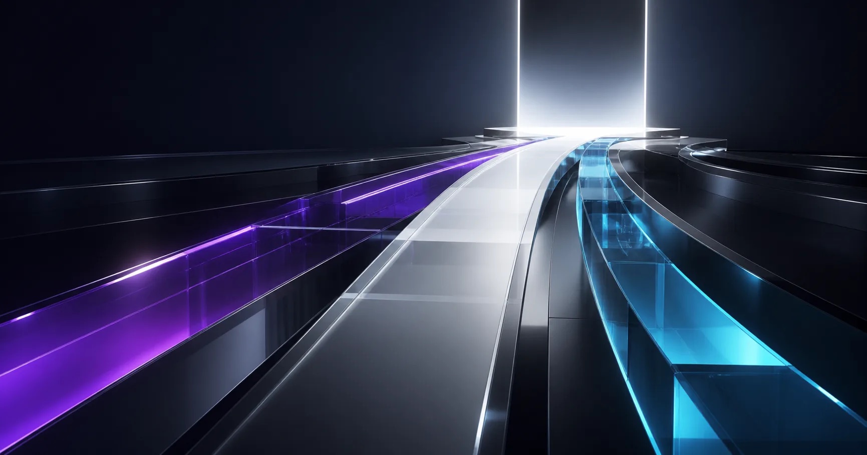 Illuminated partnership pathways converging on a clear destination